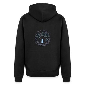 Meteorologie Wortspiel Für Meteorologe - Unisex Premium Bio Zip Hoodie - Schwarz - Hinten - Nico (187cm)