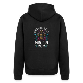 Miniature Pinscher Rehpinscher Min Pin Dog - Unisex Premium Organic Zip Hoodie - black - Back - Nico (187cm)