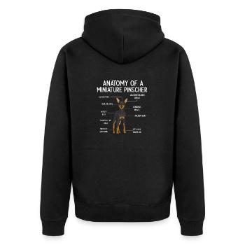 Miniature Pinscher Rehpinscher Min Pin Dog - Unisex Premium Organic Zip Hoodie - black - Back - Nico (187cm)
