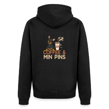 Miniature Pinscher Rehpinscher Min Pin Dog - Unisex Premium Organic Zip Hoodie - black - Back - Nico (187cm)