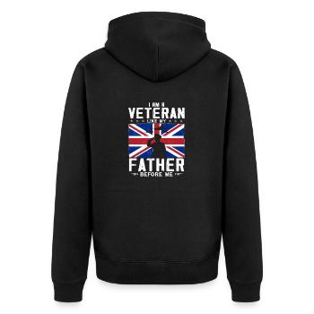 I Am A Vetetran Like My Father Before Me - Unisex Premium Organic Zip Hoodie - black - Back - Nico (187cm)