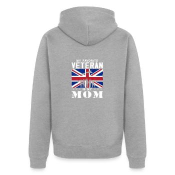 Mon ancien combattant préféré est ma mère - Veste à capuche bio Premium Unisexe - gris chiné - Dos - Nico (187cm)