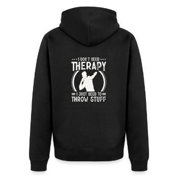 Kugelstoßen Werfen Leichtathletik - Unisex Premium Bio Zip Hoodie - Schwarz - Hinten - Nico (187cm)