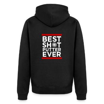 Kugelstoßen Werfen Leichtathletik - Unisex Premium Bio Zip Hoodie - Schwarz - Hinten - Nico (187cm)