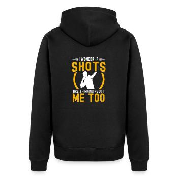Kugelstoßen Werfen Leichtathletik - Unisex Premium Bio Zip Hoodie - Schwarz - Hinten - Nico (187cm)