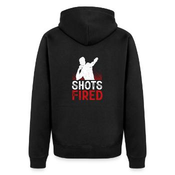 Kugelstoßen Werfen Leichtathletik - Unisex Premium Bio Zip Hoodie - Schwarz - Hinten - Nico (187cm)