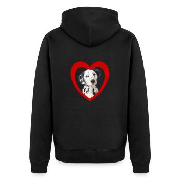 Dog Lovers - Dogs Heart - Dalmatians - Unisex Premium Organic Zip Hoodie - black - Back - Nico (187cm)