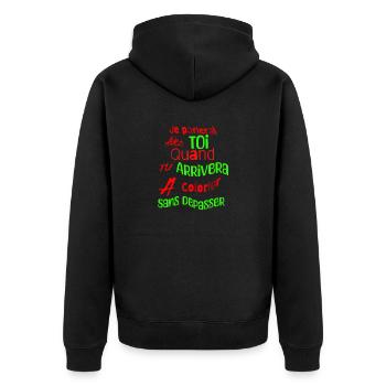 tee shirt humour - Veste à capuche bio Premium Unisexe - noir - Dos - Nico (187cm)