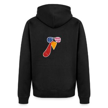 Cool Turkey Face Sunglasses American - Unisex Premium Organic Zip Hoodie - black - Back - Nico (187cm)
