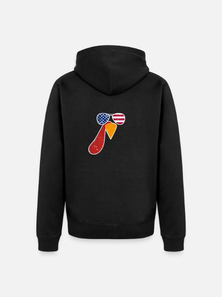 Cool Turkey Face Sunglasses American - Unisex Premium Organic Zip Hoodie - black