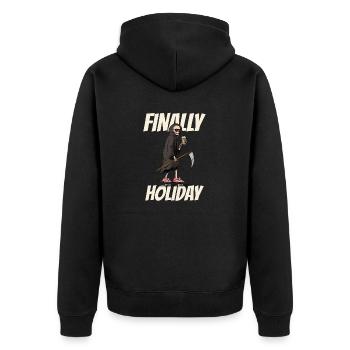 Endlich Sommer Urlaub lustiges Skater Skelett - Unisex Premium Bio Zip Hoodie - Schwarz - Hinten - Nico (187cm)