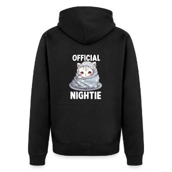 Funny cat t-shirt for late risers - Unisex Premium Bio Zip Hoodie - Schwarz - Hinten - Nico (187cm)