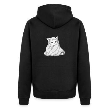 Chemise de nuit pour lève-tard et propriétaires de chats - Veste à capuche bio Premium Unisexe - noir - Dos - Nico (187cm)