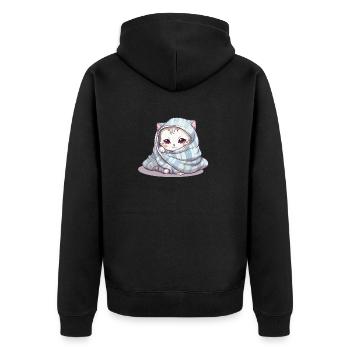 Süße schlafende Kuschel Katze Katzenbesitzer - Unisex Premium Bio Zip Hoodie - Schwarz - Hinten - Nico (187cm)