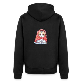Cute sleeping cuddly cat cat owner - Unisex Premium Organic Zip Hoodie - black - Back - Nico (187cm)