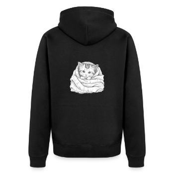 Cute sleeping cuddly cat cat owner - Unisex Premium Organic Zip Hoodie - black - Back - Nico (187cm)