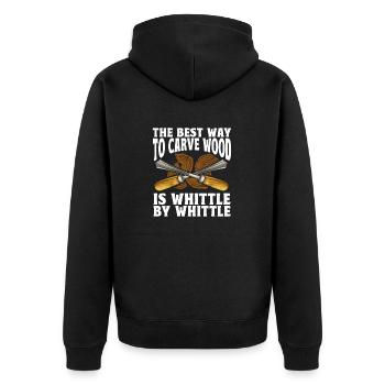 Holzbearbeitung Schnitzerei Schreiner - Unisex Premium Bio Zip Hoodie - Schwarz - Hinten - Nico (187cm)