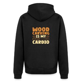 Holzbearbeitung Schnitzerei Schreiner - Unisex Premium Bio Zip Hoodie - Schwarz - Hinten - Nico (187cm)