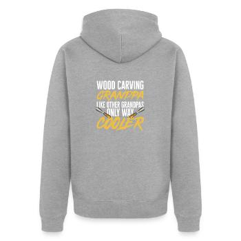 Woodworking carving carpenter - Unisex Premium Organic Zip Hoodie - heather grey - Back - Nico (187cm)