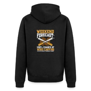 Holzbearbeitung Schnitzerei Schreiner - Unisex Premium Bio Zip Hoodie - Schwarz - Hinten - Nico (187cm)