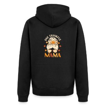 Ein dankbares Mama-lustiges Herbst-Herbst-Ernte - Unisex Premium Bio Zip Hoodie - Schwarz - Hinten - Nico (187cm)