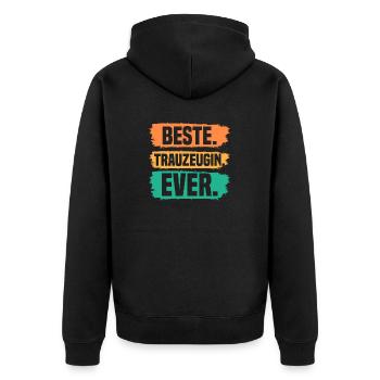 Hochzeit Junggesellenabschied Trauzeugin - Unisex Premium Bio Zip Hoodie - Schwarz - Hinten - Nico (187cm)