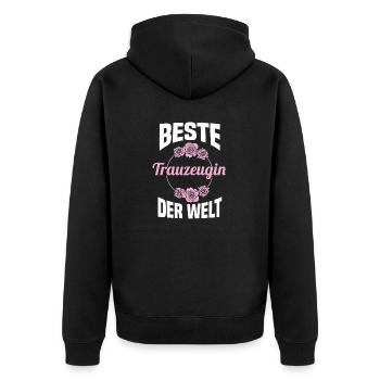 Hochzeit Junggesellenabschied Trauzeugin - Unisex Premium Bio Zip Hoodie - Schwarz - Hinten - Nico (187cm)