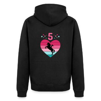 Reiterin Pferd Reitsport 5. Geburtstag Pony Reiten - Unisex Premium Bio Zip Hoodie - Schwarz - Hinten - Nico (187cm)