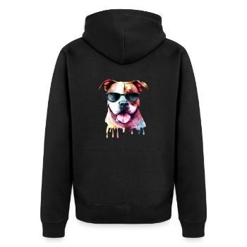 Pitbull - Unisex Premium Bio Zip Hoodie - Schwarz - Hinten - Nico (187cm)