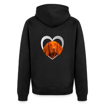 Dog Lovers - Dogs Heart - Vizsla - Unisex Premium Organic Zip Hoodie - black - Back - Nico (187cm)