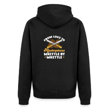 Holzbearbeitung Schnitzerei Schreiner - Unisex Premium Bio Zip Hoodie - Schwarz - Hinten - Nico (187cm)