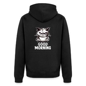Gift cat owner coffee lover cats - Unisex Premium Bio Zip Hoodie - Schwarz - Hinten - Nico (187cm)