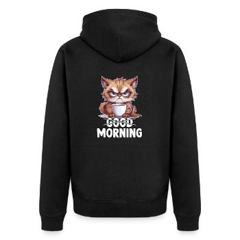 Cats saying sleep shirt morning grumpy gift - Unisex Premium Bio Zip Hoodie - Schwarz - Hinten - Nico (187cm)