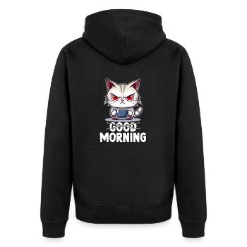 Cats saying morning muffle sleep shirt cats - Unisex Premium Organic Zip Hoodie - black - Back - Nico (187cm)