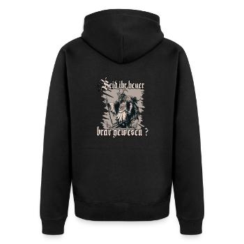 Traditionelles Krampus T-Shirt für Weihnachten - Unisex Premium Bio Zip Hoodie - Schwarz - Hinten - Nico (187cm)