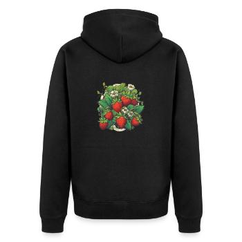 Erdbeeren Obst Beeren Festival Fruitarian Farm - Unisex Premium Bio Zip Hoodie - Schwarz - Hinten - Nico (187cm)