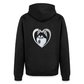 Amoureux des chiens - Cœur de chien - Husky - Veste à capuche bio Premium Unisexe - noir - Dos - Nico (187cm)