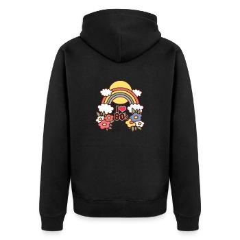 I Love the 80s Eighties Rainbow Cartoon - Unisex Premium Organic Zip Hoodie - black - Back - Nico (187cm)