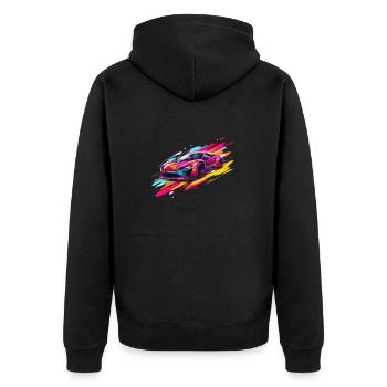 Luxus-Autorennfahrer Sportliebhaber Supersportwagen Turbo - Unisex Premium Bio Zip Hoodie - Schwarz - Hinten - Nico (187cm)