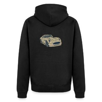 Auto Vintage Old Classic School Automobil JDM Heiß - Unisex Premium Bio Zip Hoodie - Schwarz - Hinten - Nico (187cm)
