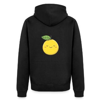 Lemon Funny Cute Lemon Summer Citrus Fruit Lovers - Unisex Premium Organic Zip Hoodie - black - Back - Nico (187cm)