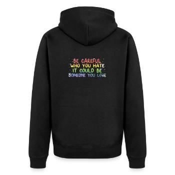 Fier allié Faites attention à qui vous détestez - Veste à capuche bio Premium Unisexe - noir - Dos - Nico (187cm)