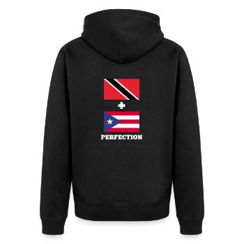Trinidad und Tobago Flagge - Unisex Premium Bio Zip Hoodie - Schwarz - Hinten - Nico (187cm)