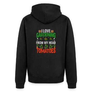 J’adore jardiner de ma tête tomates, jardinier - Veste à capuche bio Premium Unisexe - noir - Dos - Nico (187cm)