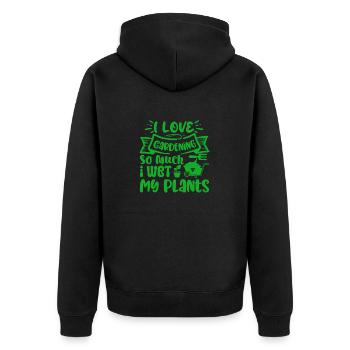 J’aime tellement jardiner que je mouille mes plantes, jardinier - Veste à capuche bio Premium Unisexe - noir - Dos - Nico (187cm)