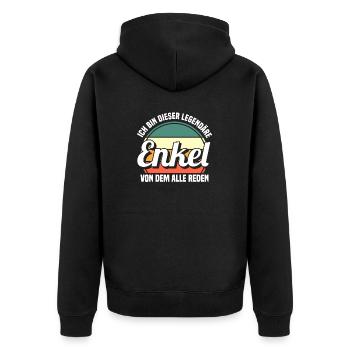Enkel - Unisex Premium Bio Zip Hoodie - Schwarz - Hinten - Nico (187cm)