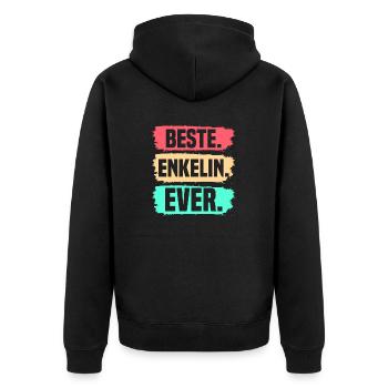Enkelin - Unisex Premium Bio Zip Hoodie - Schwarz - Hinten - Nico (187cm)