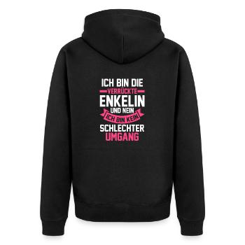 Enkelin - Unisex Premium Bio Zip Hoodie - Schwarz - Hinten - Nico (187cm)