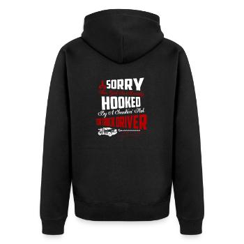 Hooked By A Smokin' Hot Tow Truck Driver Trucking - Unisex Premium Bio Zip Hoodie - Schwarz - Hinten - Nico (187cm)