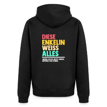 Enkelin - Unisex Premium Bio Zip Hoodie - Schwarz - Hinten - Nico (187cm)